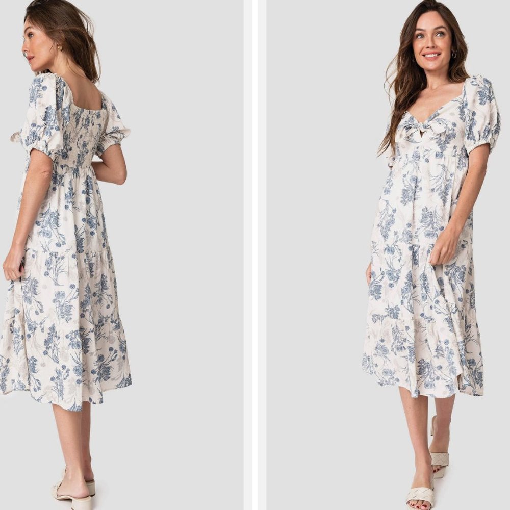 Gibson Look - Summertime Tie Front Midi Dress With Slit XS